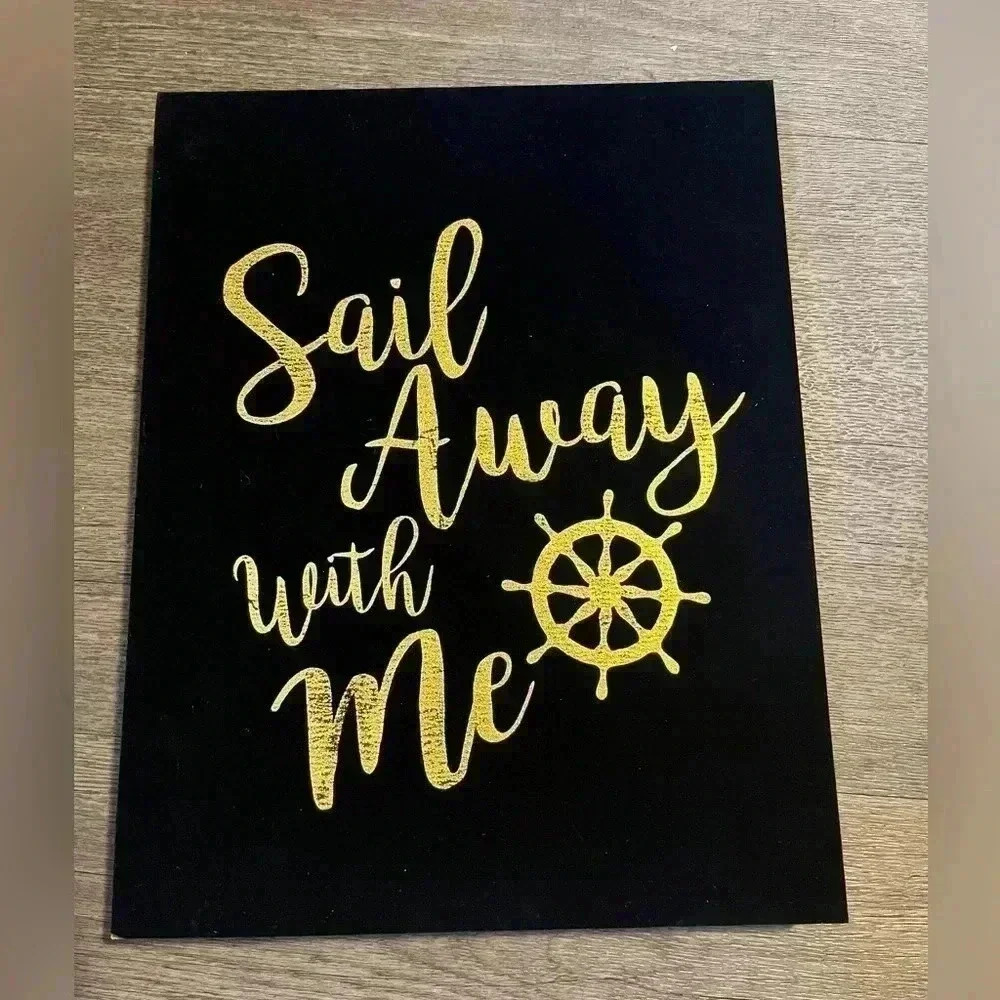 Gold and Blue Velvet wall decor- sail away with me